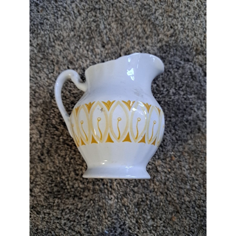Vtg J. & G. Meakin Classic White creamer Medici Yellow pattern